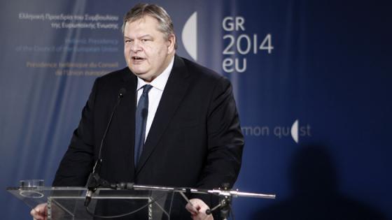 Photo: Briefing of Brussels news media by Deputy Prime Minister and Foreign Minister Venizelos  